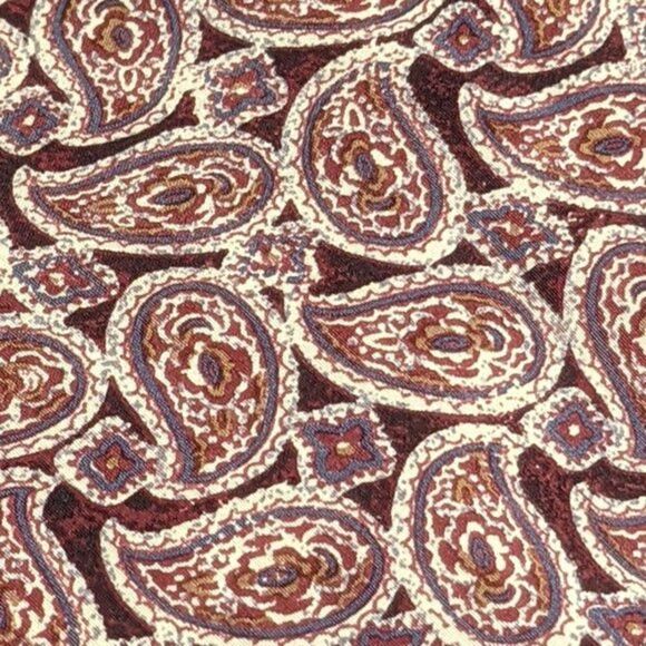 Men's Vintage 100% Italian Silk Tie  Burgundy Paisley Motif - Picture 10 of 13